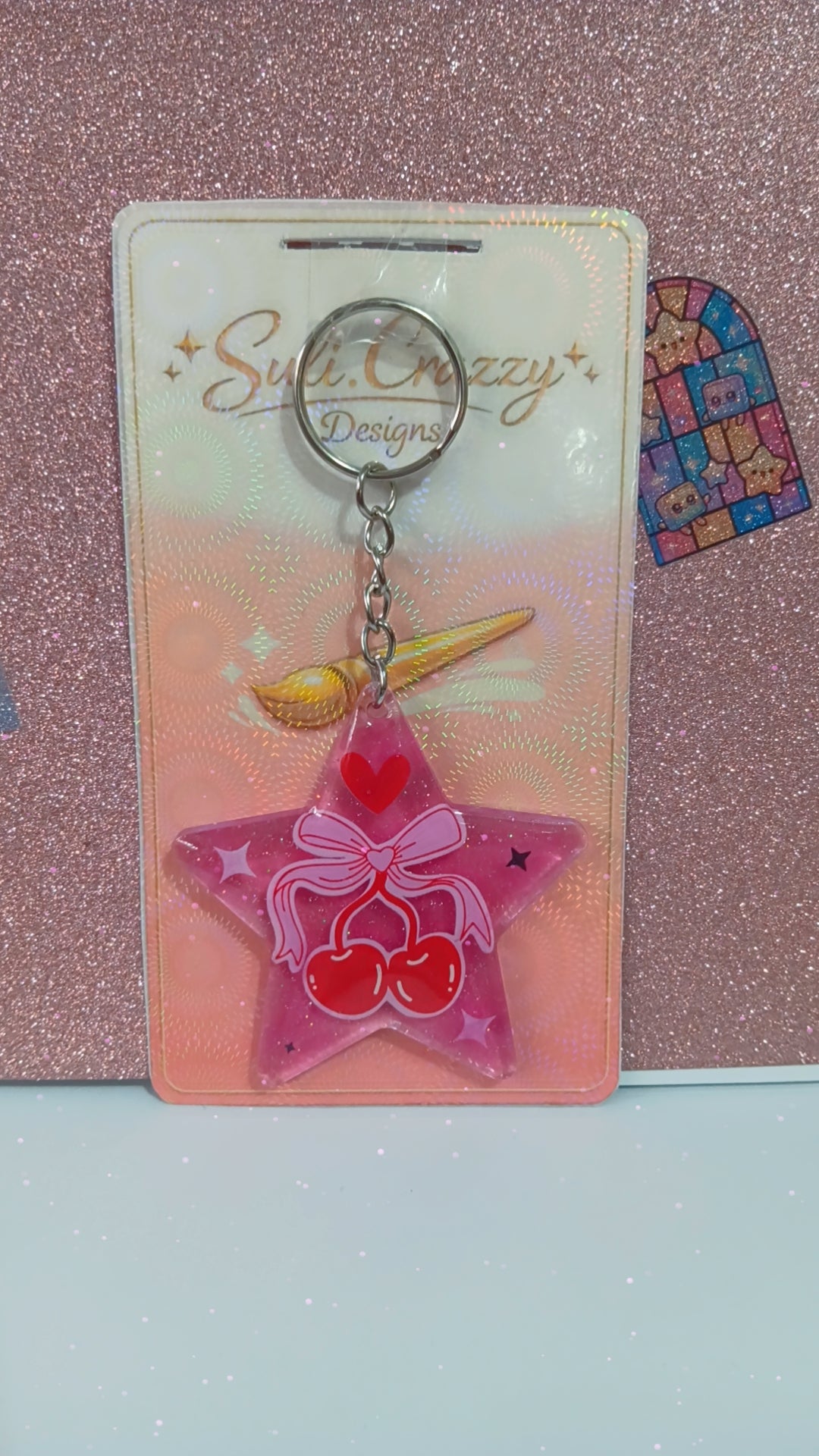 cherry star keychain